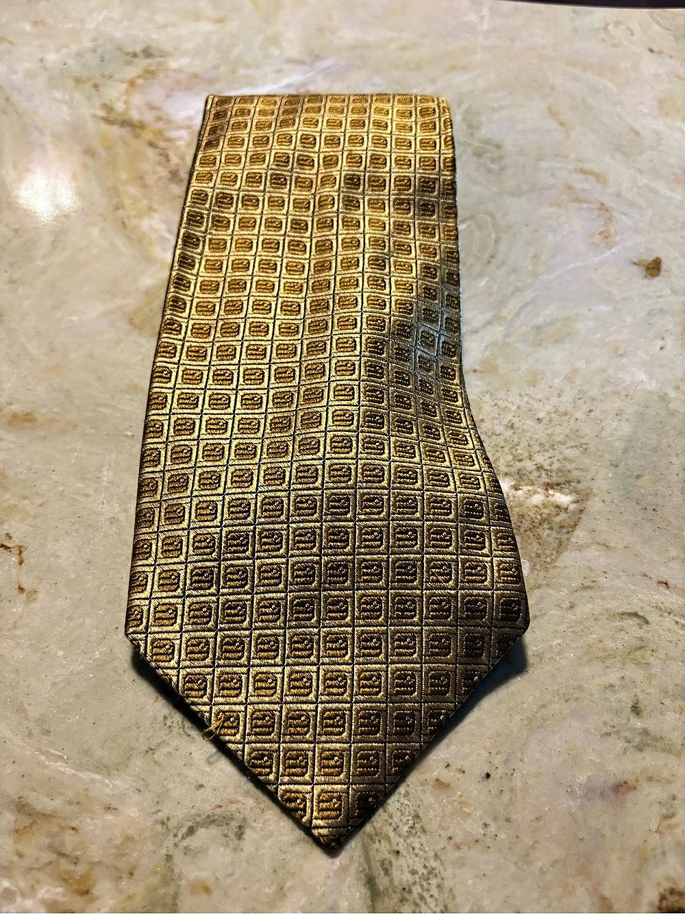 Christian Dior Monsieur Geometric Silk Tie Gold & Brown